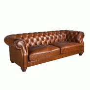 AC ANGEL CERDA Angel Cerdá Canapé chester 3 places en cuir marron cognac 6228C 226 x 101 x 70 - marron fourrure 8435631035176