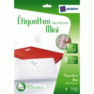 AVERY 780 mini étiquettes Jet d'encre blanches, format 38,1 x 21,2 mm (12 feuilles A4 / cdt) - 3266550230039