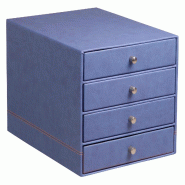 Bloc de classement Rhodiarama, 4 tiroirs, finition simili cuir italien, coloris saphir - bleu 318868C