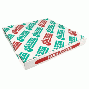 Boite pizza The Pack carton nano micro blanc, vert, rouge 32x32x3.8cm - par 100