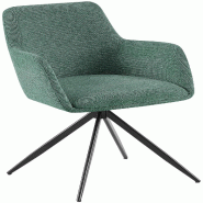 Décoshop26 - Chaise de salle à manger x1 pivotante rembourrée avec accoudoirs en tissu vert cadre métal 10_0007172 - métal 3000265973856