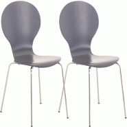 Décoshop26 - Lot de 2 chaises de cuisine salle à manger empilables dossier arrondi en bois gris et métal chromé 10_0003089 - gris métal 3000251389142