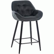 Décoshop26 - Tabouret de bar chaise haute x1 assise effet capitonnée en tissu gris foncé et métal noir 10_0004900 - gris 3000252350288 Décoshop26 - Tabouret de bar chaise haute x1 assise effet capitonnée en tissu gris foncé et métal noir 10_0004900 - gris 3000252350288