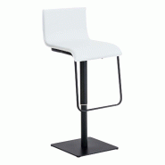 Décoshop26 - Tabouret de bar x1 chaise haute siège pivotant en PVC blanc support métal noir mat 10_0000857 - blanc métal 3000729069606