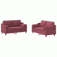 Ensemble de canapés 2 pcs avec coussins rouge bordeaux tissu Modèle Helios Outdoor - 8721012067912