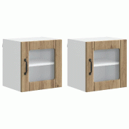 Helloshop26 - Lot de 2 armoires murales de cuisine modernes avec rangements pratiques 40 x 31 x 40 cm en bois d'ingénierie chêne 02_0053882 - Bois m