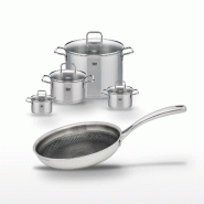 Lot Poêle 28cm Elo Relief Evolution & 4 Faitouts Elo Citrin - gris inox 3176239955903