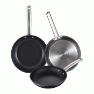 Masterpro - Ensemble de 3 poêles Ø24/Ø28/Ø30 cm en aluminium forgé compatibles induction noir FOODIES - PK9021