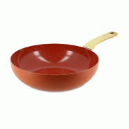 Menastyl - Wok colorama 28cm en aluminium recyclé brique induction - 3256391048191