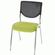 Mendler Chaise visiteur T401, chaise de conférence empilable, tissu/textile ~ assise verte, pieds chrome - vert textile 74878