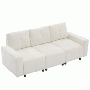 Merax Canapé-lit 3 Places 213 cm avec Profondeur d'assise réglable, canapé en Tissu Chenille avec Fonction de Couchage, canapé modulable 3 en 1, B
