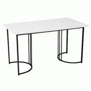 Merax Table à Manger 140 x 80 cm (1 pièce), Table de Cuisine Moderne, Table de Cuisine Moderne à Motif en marbre avec Pieds réglables - Blanc/Noir
