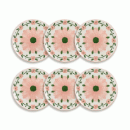 Novastyl - Lot 6 assiettes plates primavera 27cm en porcelaine rose et blanc - 3256391058886