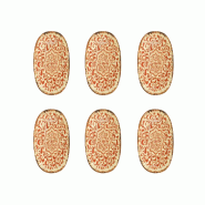 Ogo Living - Lot de 6 assiettes ovales palazzo 19x10.5cm en porcelaine rouge - 3256391059975
