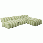Oviala Business Salon de jardin modulable avec 3 chauffeuses et 1 pouf vert cactus - vert polyester 115640