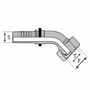 Série L - Légère - Cône 24° - Femelle O-ring - 45° (DKOL45) - 6 , 3/8" , 9.5 , m18x150 , 12