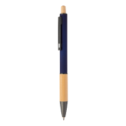 Stylo à bille - Aluminium recyclé - Embase en bambou - Corps caoutchouté - Finitions bronze - Encre bleue Stylo à bille - Aluminium recyclé - Embase en bambou - Corps caoutchouté - Finitions bronze - Encre bleue