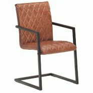 VidaXL Chaises à manger cantilever lot de 4 marron cuir véritable Modèle Wermonel - 8720286184363