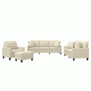 VidaXL Ensemble de canapés 4 pcs avec coussins crème similicuir Modèle Galaxie Design - 3201354