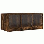 VidaXL Table basse avec portes en verre chêne fumé 102x50x42 cm Modèle Atlas Infinite Prestige - 836417