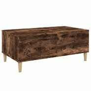 VidaXL Table basse Chêne fumé 90x50x36,5 cm Bois d'ingénierie Modèle Soleil Omega Plus - 821113