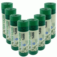 Alfapac - Sacs poubelle 30L 55x60cm 8 rouleaux x 20 unités (100% recyclés) - vert PK6965
