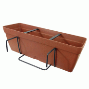 ArtPlast - Jardinière de balcon 11,5 L avec crochet carré 59x16,1x16 cm, terracotta - Collection LOLEGO FLY SQUARE - orange plastique polypropylène