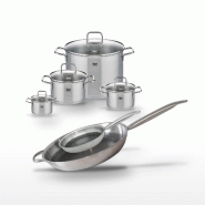 Batterie de cuisine avec 2 poêles 24/32 cm et 4 faitouts 12/16/20/26 cm en inox sans PFAS Elo Collection Relief Solution Citrin - gris 3176239940503_0