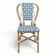 Chaise de terrasse AUTEUIL - Rotin - L 46 x P 54 x H 85 cm - Tressage Bleu et Blanc - Bistromania - bleu TE032 Chaise de terrasse AUTEUIL - Rotin - L 46 x P 54 x H 85 cm - Tressage Bleu et Blanc - Bistromania - bleu TE032