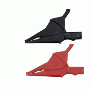 CHAUVIN ARNOUX - Jeu de 2 pinces crocodiles - 15A - CAT III & IV 1000V - 1 rouge et 1 noire