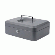 Coffre à monnaie gris - 240x300x90mm avec monnayeur en plastique inclus et serrure à clés