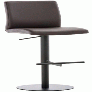 Décoshop26 - Tabouret de bar x1 réglable en hauteur et pivotant à 360° plateforme ronde en métal noir assise en PVC marron 10_0004570 - marron m�