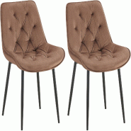 Décoshop26 - Lot de 2 chaises de salle à manger assise et dossier capitonné en velours marron et métal noir 10_0007499 - marron métal 3000266141377 Décoshop26 - Lot de 2 chaises de salle à manger assise et dossier capitonné en velours marron et métal noir 10_0007499 - marron métal 3000266141377