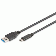 DIGITUS Câble de connexion USB-C, USB-A - USB-C, USB-C - USB-A, 1 m, noir - noir AK-300136-010-S