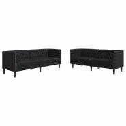 Ensemble de canapé Chesterfield 2 pcs noir similicuir Modèle Mervélis - 8721012289659