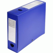 Exacompta Lot de 10 Boîte à archives polypro à pression, dos de 80, coloris bleu - 3130630598329_0