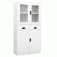 Helloshop26 - Armoire de bureau classique rangement dossiers 90 x 40 x 180 cm avec 3 étagères réglables en acier blanc 02_0046915 - blanc verre 300