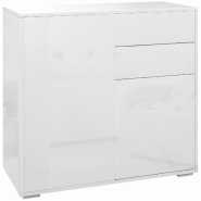 Helloshop26 - Commode de rangement 79 x 36 x 74 cm 2 tiroirs 2 portes étagère réglable design épuré en panneau de particules blanc 21_0002826 - b