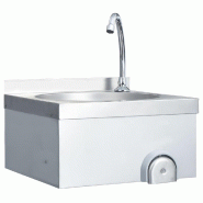 HELLOSHOP26 Lavabo de lavage des mains avec robinet et distributeur de savon lave-mains vasque à poser cuisine de cantine atelier 40 x 40 cm acier in
