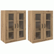 Helloshop26 - Lot de 2 armoires murales chêne artisanal 69,5 x 34 x 90 cm espace de rangement chic design épuré en bois d'ingénierie 02_0056053 -