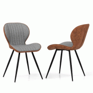 Helloshop26 - Lot de 2 chaises de salle à manger 57 x 49 x 81 cm confort esthétiques moderne pour salon gris tissu métal 20_0019456 - gris métal 3