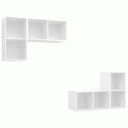Helloshop26 - Lot de 4 meubles TV muraux rangement modulable 37 x 37 x 72 cm en bois d'ingénierie blanc 02_0055110 - blanc Bois massif 3000238822099