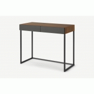 Hopkins-bureau compact gris et effet noyer