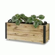 HORTALIA Jardinière Extérieure en Bois avec Renfort en Aluminium GHIO – Terrasse, Jardin ou Balcon – 90x30x40 cm - marron Bois manufacturé 700208-AL40