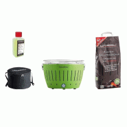 LotusGrill - Pack spécial barbecue Classic Green (35 cm) avec 2,5 kg de charbon de bois et gel combustible - 4260023012312