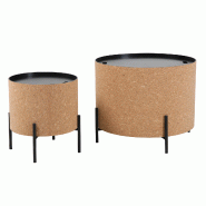 Möbilia Lot de 2 tables basses | avec rangement | Structure en MDF avec liège naturel | Structure en métal noir | L 63 x P 63 x H 48,5 cm - multico Möbilia Lot de 2 tables basses | avec rangement | Structure en MDF avec liège naturel | Structure en métal noir | L 63 x P 63 x H 48,5 cm - multico