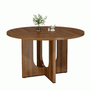 Merax Table à manger ronde 120 cm, pour 4-6 personnes, aspect noyer, MDF, design scandinave minimaliste - Bois manufacturé N634P462126A Merax Table à manger ronde 120 cm, pour 4-6 personnes, aspect noyer, MDF, design scandinave minimaliste - Bois manufacturé N634P462126A