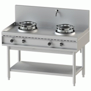 Plan de cuisson wok gaz avec étagère 2 brûleurs puissance 26 kw - PAHA0002