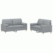 VidaXL Ensemble de canapés 2 pcs coussins gris clair tissu Modèle Altéa Plus - 3201290