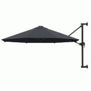 VidaXL Parasol mural avec mât métallique 300 cm Anthracite Modèle Sirius Outdoor - noir 44865